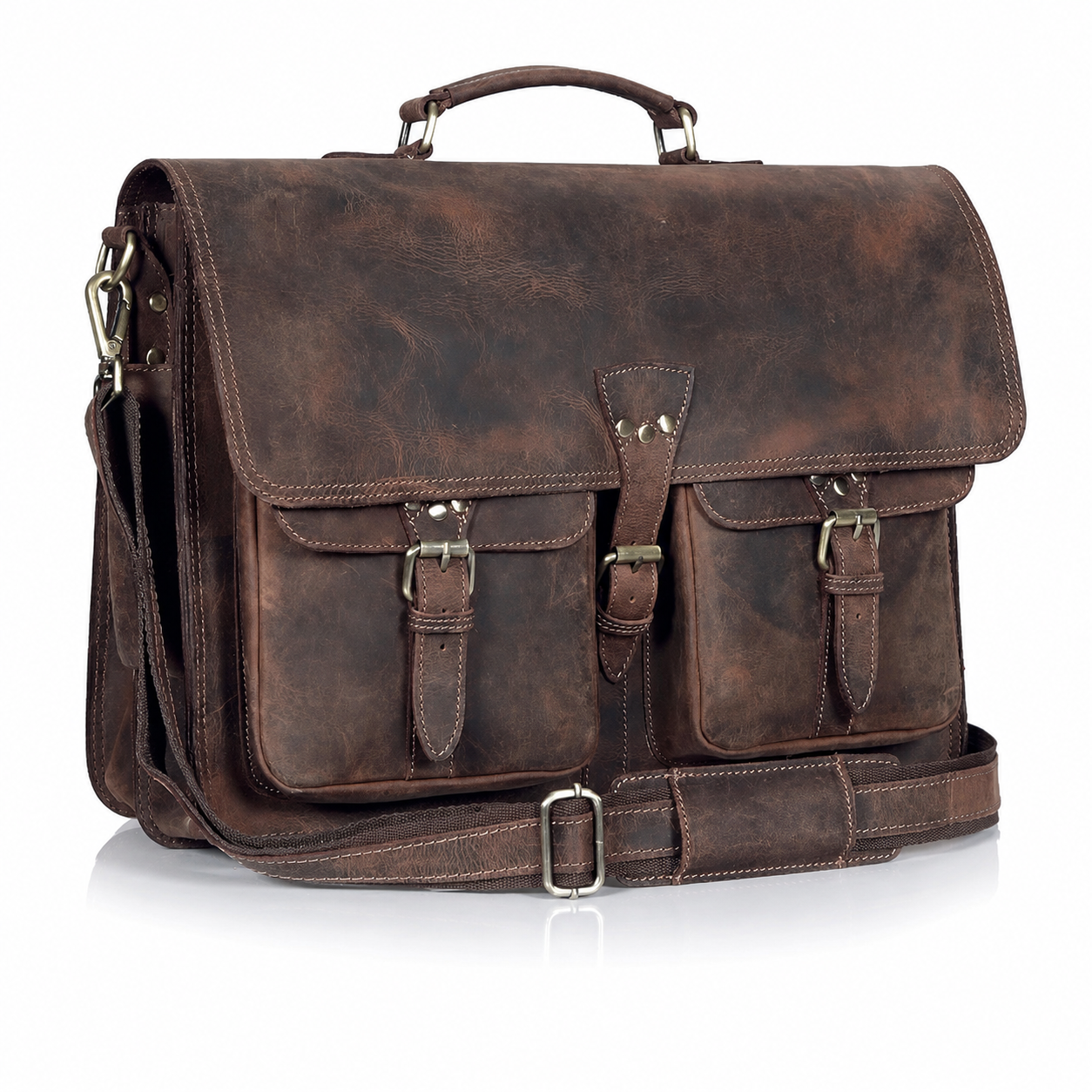 Vintage Leather Messenger Bag for Men & Women