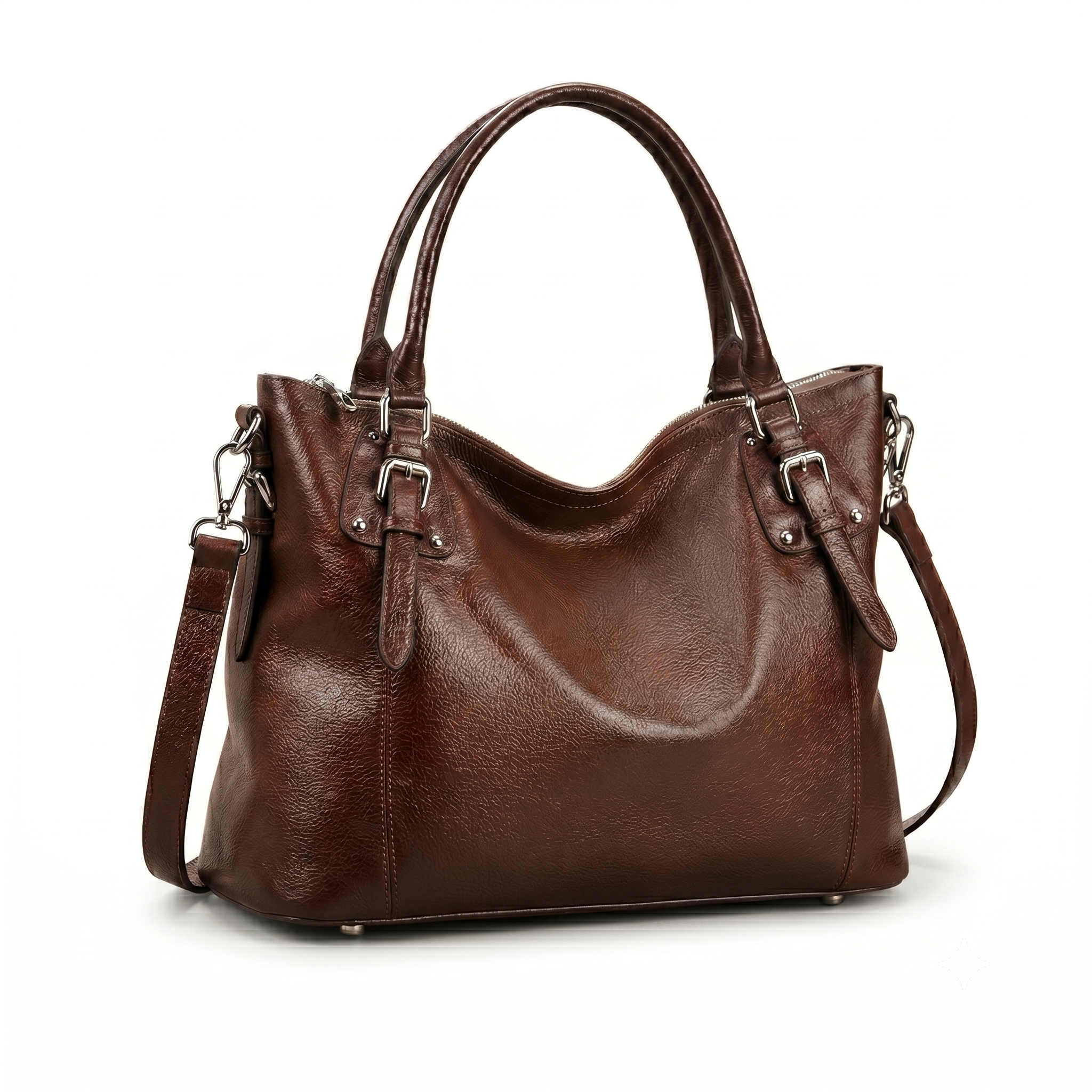 Vintage Leather Hobo Tote Bag - Elegant Top-Handle Shoulder Bag with Adjustable Strap