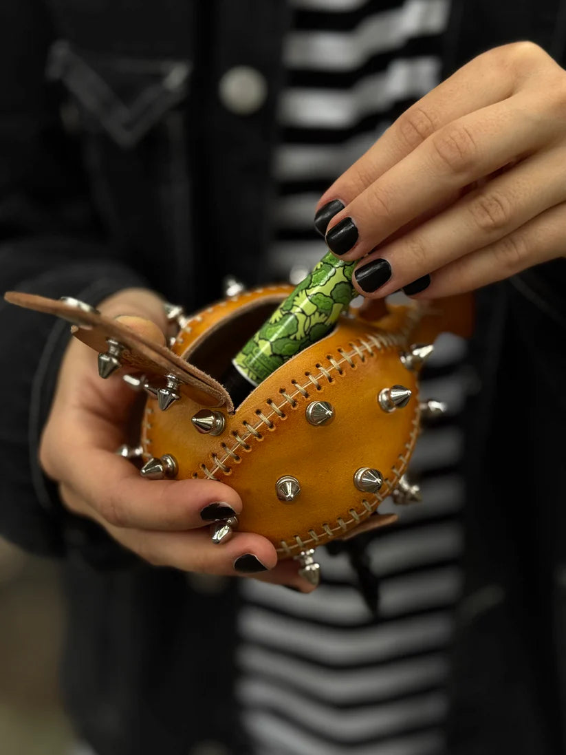 Handmade Leather Puffer FishKeychain with Storage