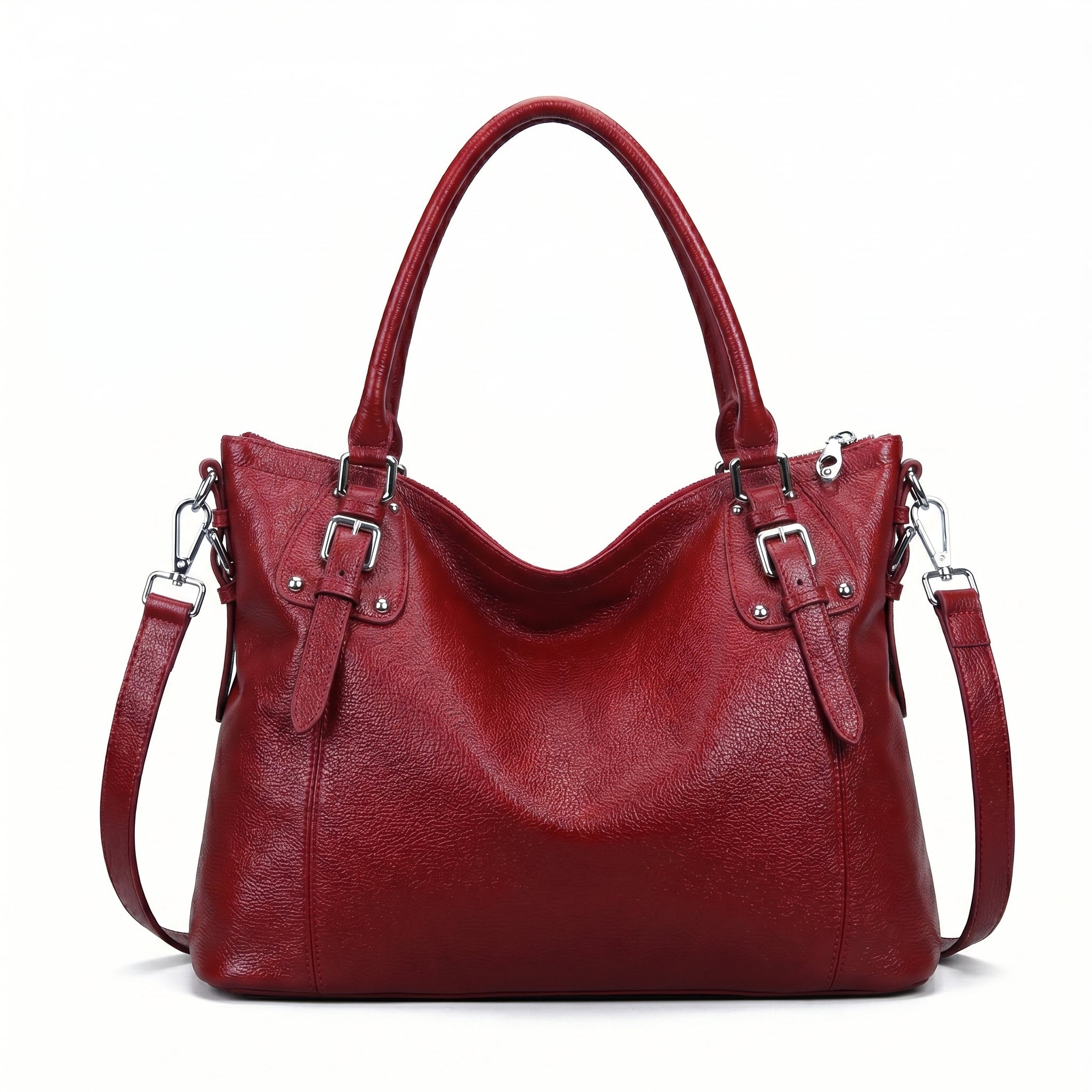 Vintage Leather Hobo Tote Bag - Elegant Top-Handle Shoulder Bag with Adjustable Strap